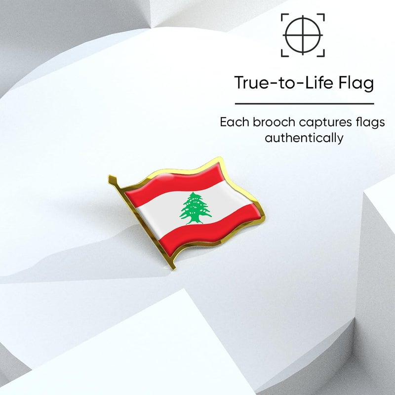 Ababyyan Lebanon Flag Lapel Pin - Enamel Metal National Badge | World Travel Souvenir Gifts for Men & Women | Country Flag Patriotic Brooch Bulk Pack of Pins for Hat, Tie, Clothes, Backpack (1pc) - Image 4